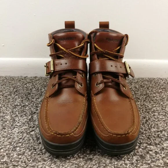 Polo Ralph Lauren Sport Leather Ankle Hiking Boots Buckle Lace Up Mens 8.5 B - Picture 3 of 9